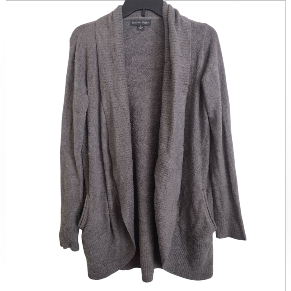 Barefoot Dreams Long Grey Open Cardigan With Pockets Size Medium